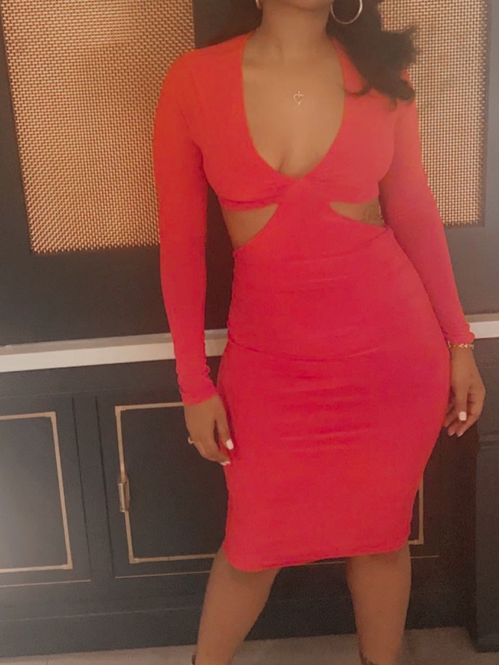 Red Long-Sleeve Cutout fashionnova Dress